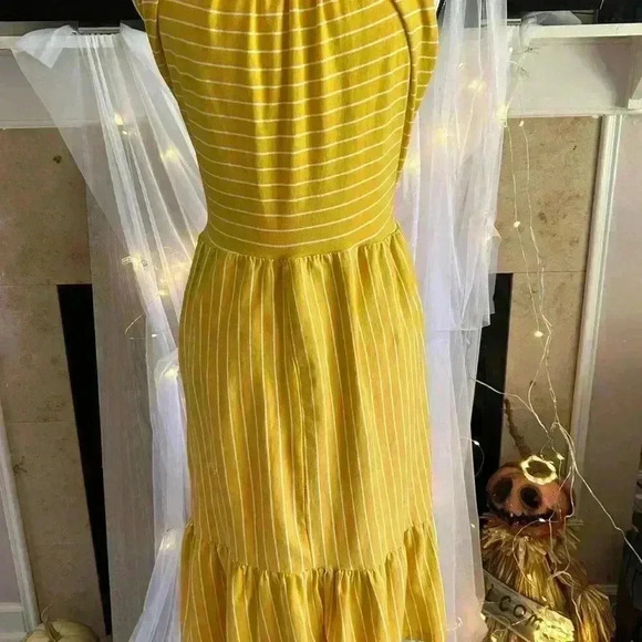 Elagantees Stripe Sleeveless Dress. Lemon color. Small. Gently used. - Picture 3 of 4